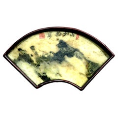 A Framed Group of Five Chinese Dali Marble Scholar’s Stones, Late Qing Period