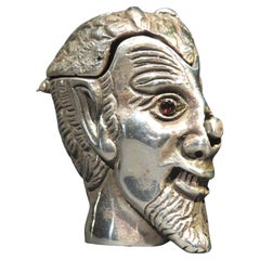 Antique An Early 20th Century Sterling Silver Vesta Case in the Form of a Devil’s Head