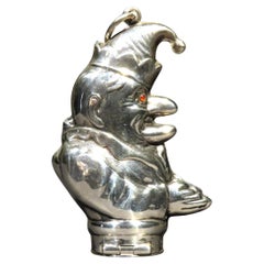 Amusant étui à gitane en argent sterling du 20ème siècle en forme de M. Punch