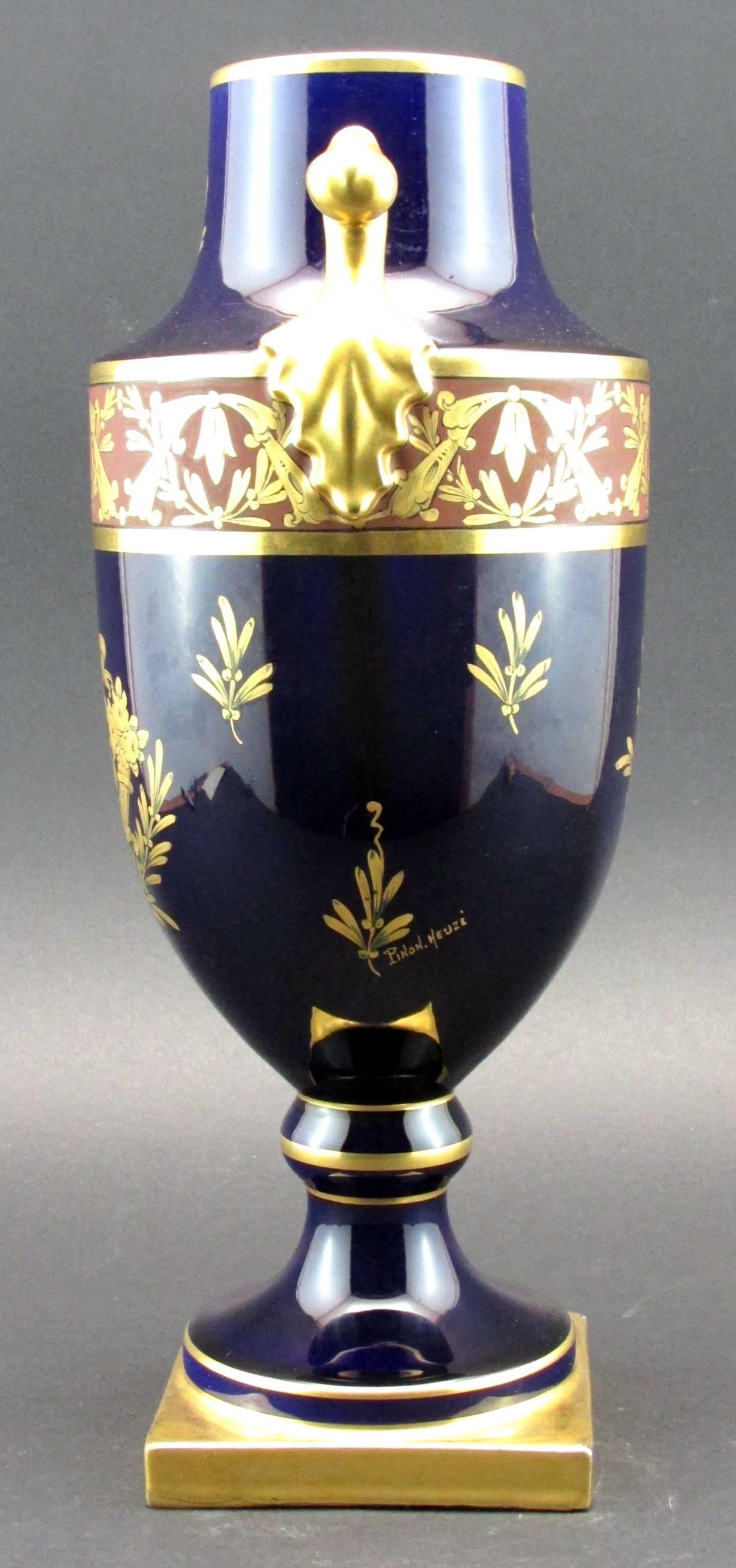 French A Large Art Deco Porcelain Vase by Pinon Heuze for Sevres, France, Circa 1930 For Sale