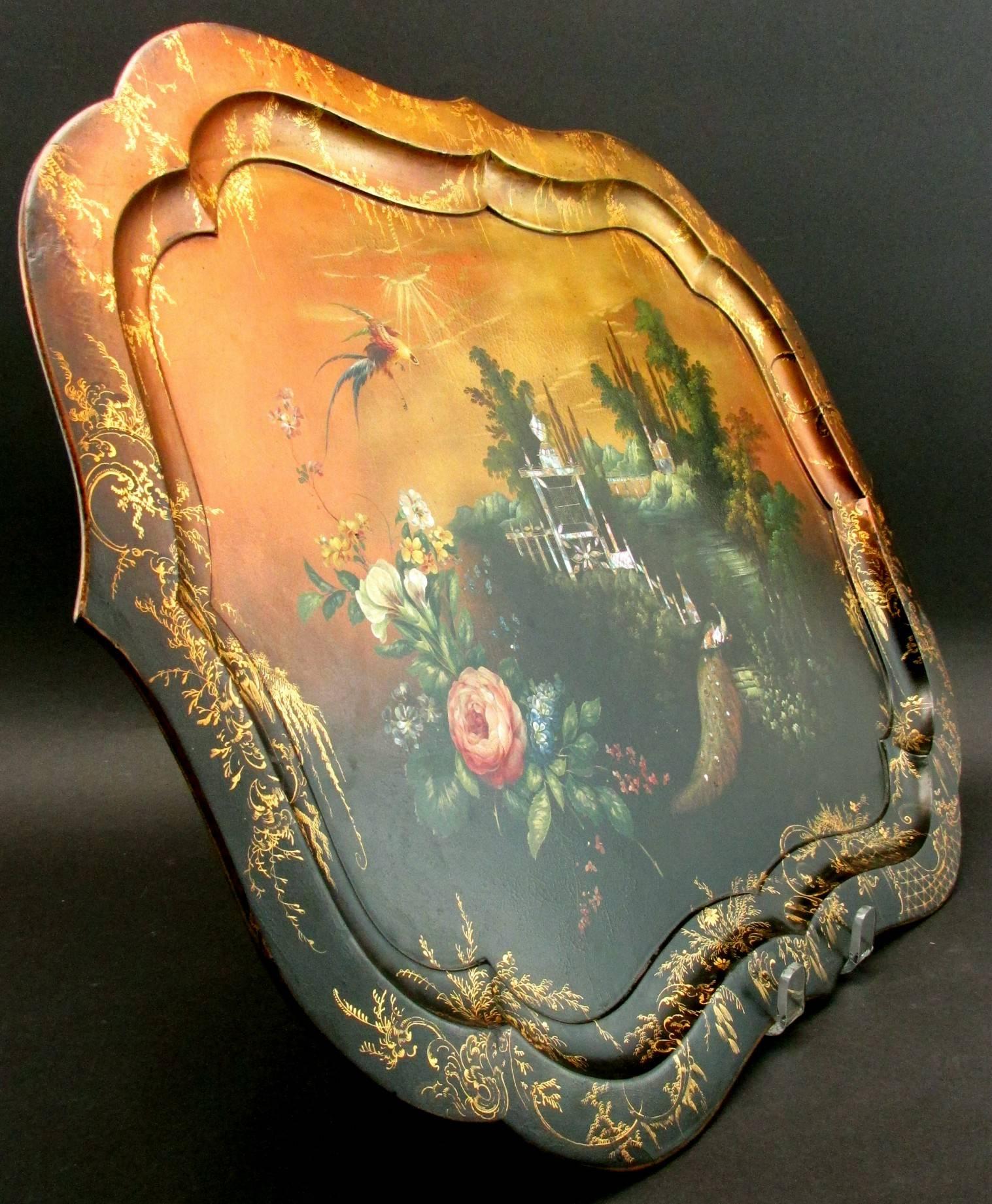 Victorian Mid-19th Century Hand-Painted Papier-Mâché Tray