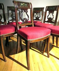 An Exceptional Set of Six Inlaid Directoire Period Mahogany Dining Chairs