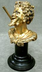 19th Century Gilt Bronze Tabletop Cigar Lighter in the Form of a Satyr