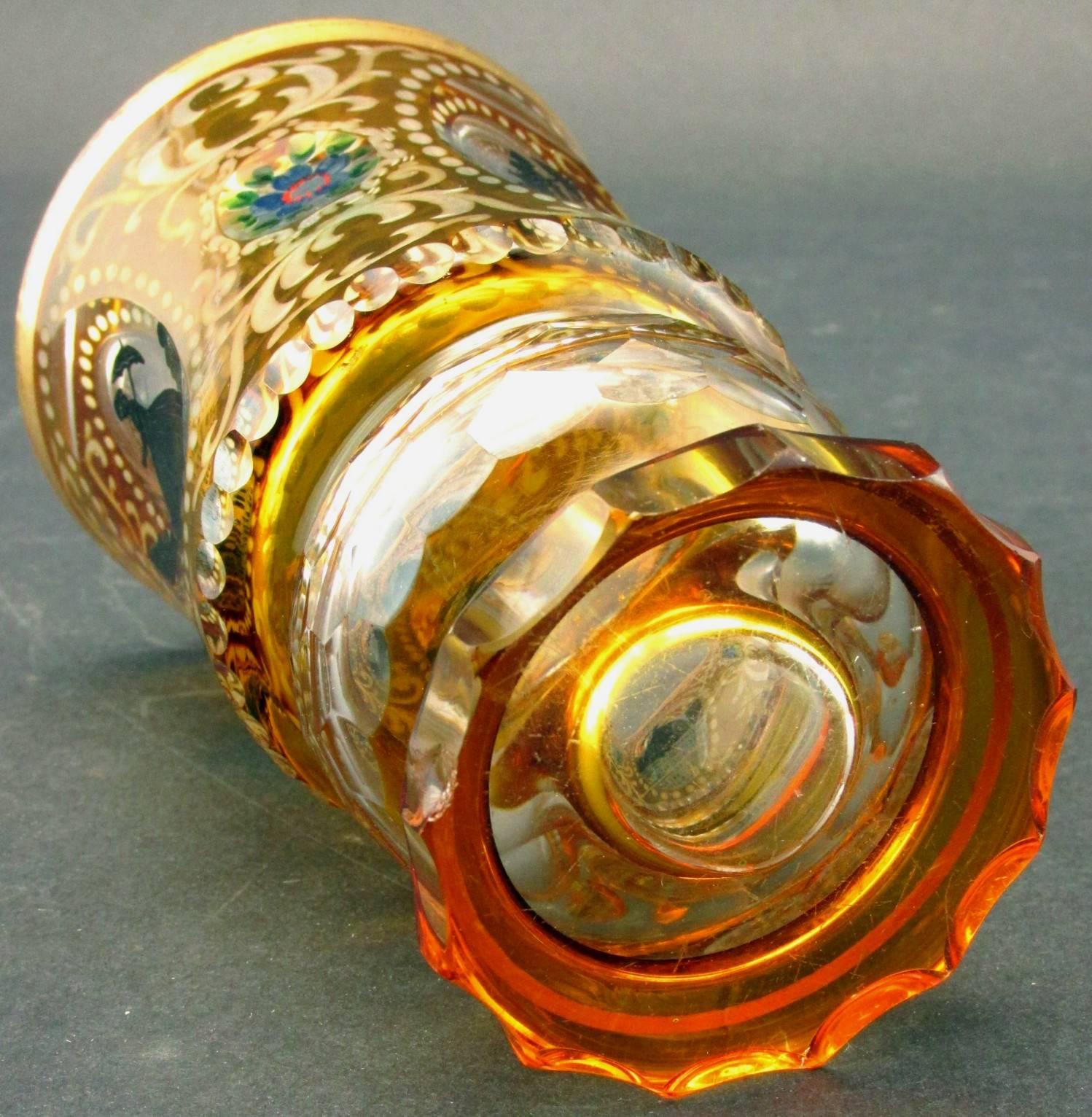Czech Very Good 19th Century Bohemian Enamelled Glass Beaker, Circa 1870