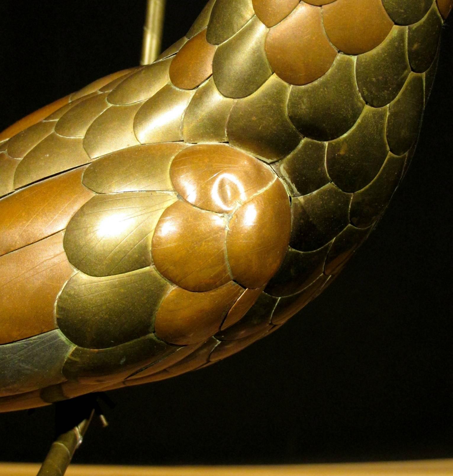 20th Century Sergio Bustamante Brass and Copper Hanging Sculpture of a Parrot