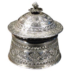 Vintage Mid-19th Century Mughal Style Silver Betel Box, Northern India