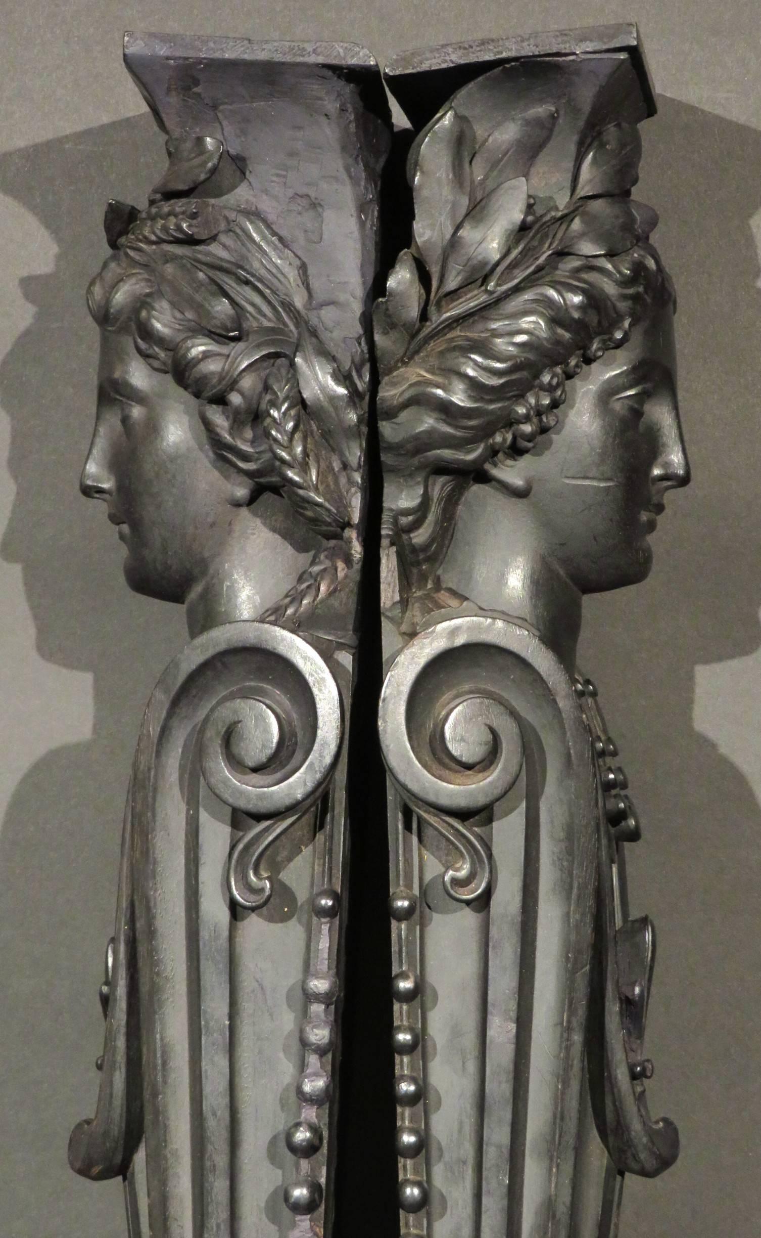 Carved Fine Pair of 19th Century Allegorical Terms / Jambs, Continental Circa 1800