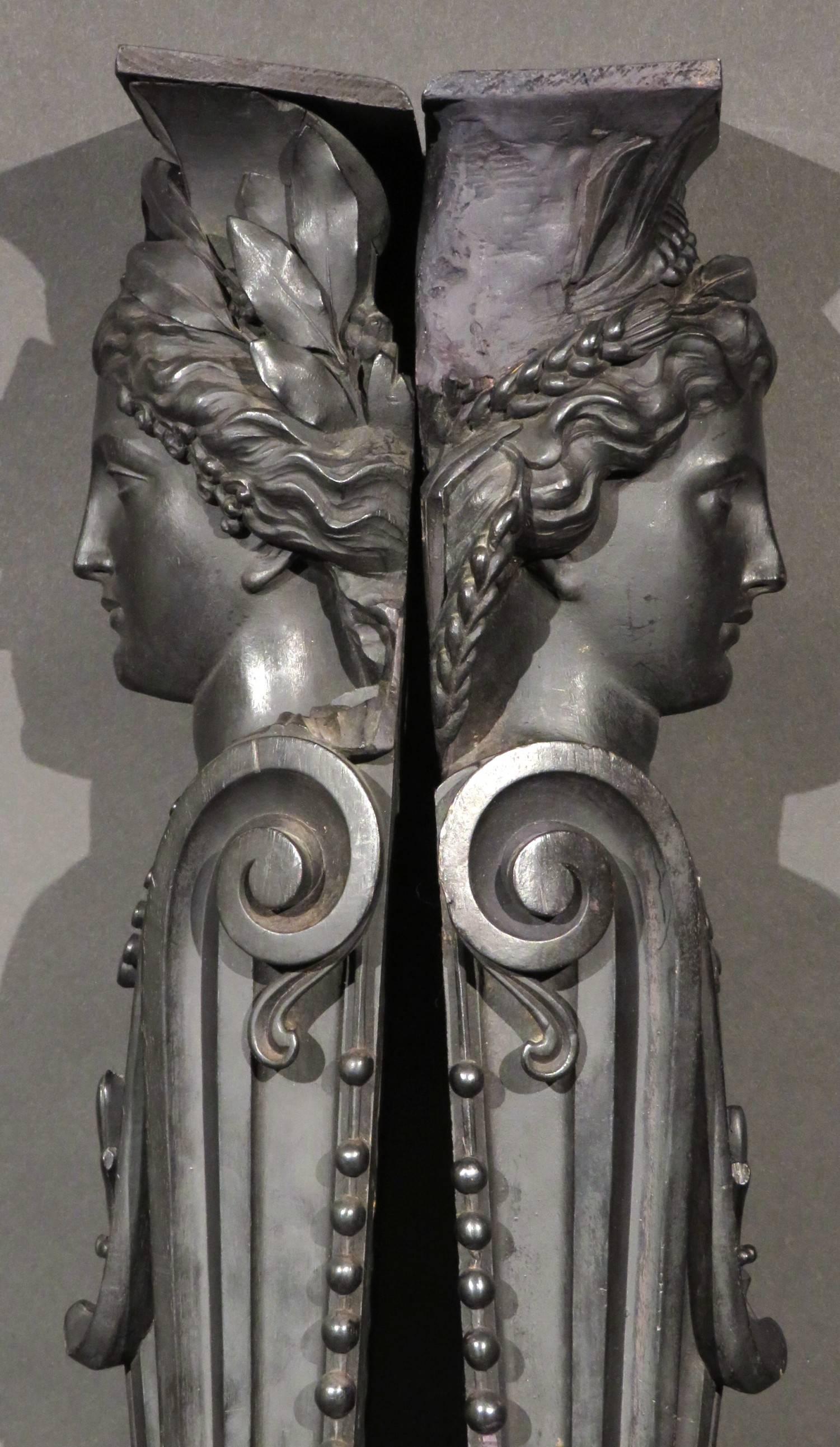 Fine Pair of 19th Century Allegorical Terms / Jambs, Continental Circa 1800 In Good Condition In Ottawa, Ontario