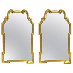 Pair of Italian La Barge Gold Leaf Wood Frame Mirrors