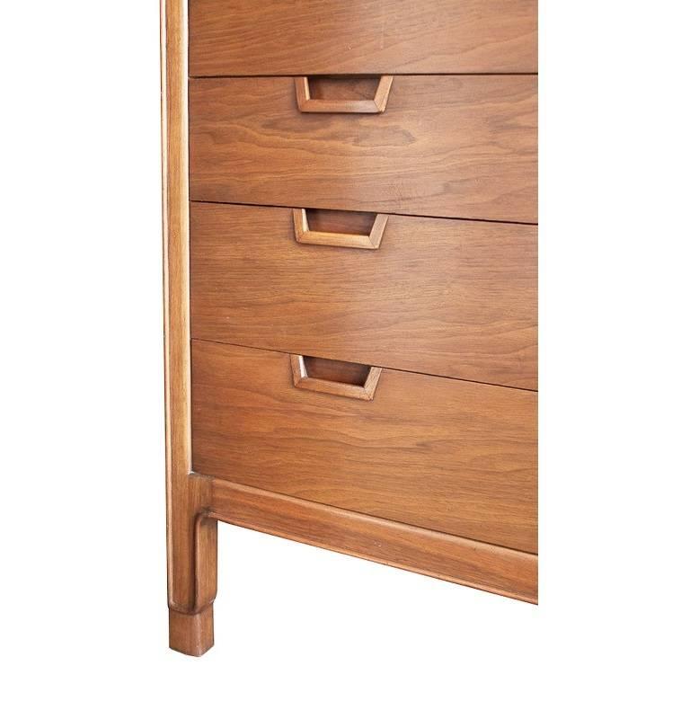 Walnut Mid-Century Modern Highboy by John Stuart For Sale