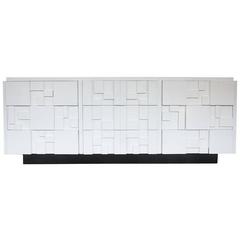 Lacquered Brutalist Credenza by Lane Furniture