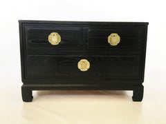 Pair of "Davis" Asian Style Cerused Oak Night Stands or End Tables