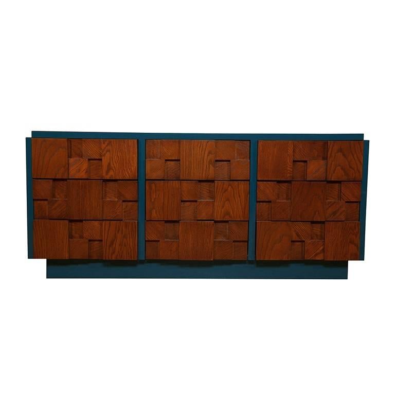 Two-Tone Brutalist Dresser by Lane For Sale