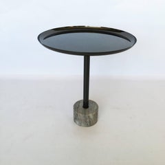 Pair of Minimalist Metal and Marble Petite Side Tables