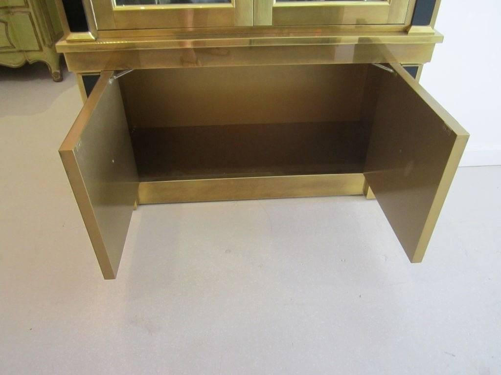 Pair of Mastercraft Empire Style Brass Vitrine Cabinets For Sale 1
