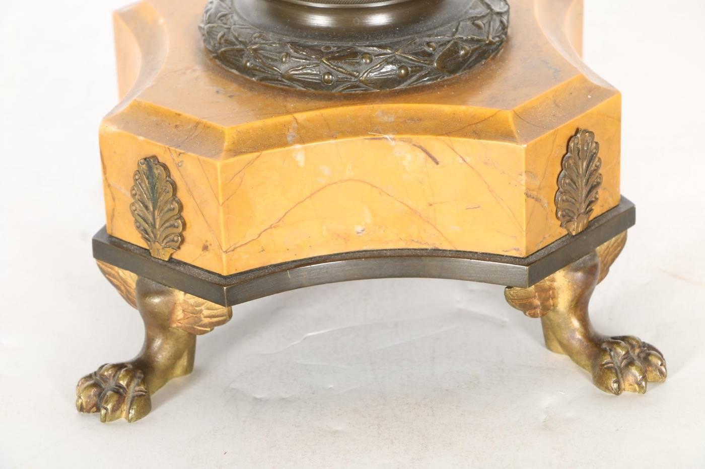 Charles X Style Sienna Marble and Bronze Candelabra For Sale 2