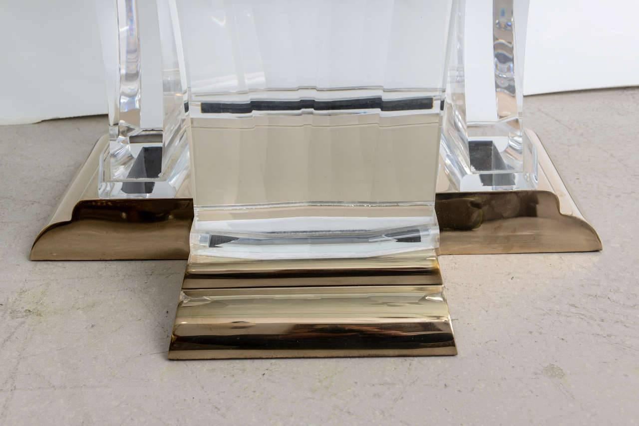 Art Deco Lucite and Brass Dining Table by Jeffrey Bigelow For Sale