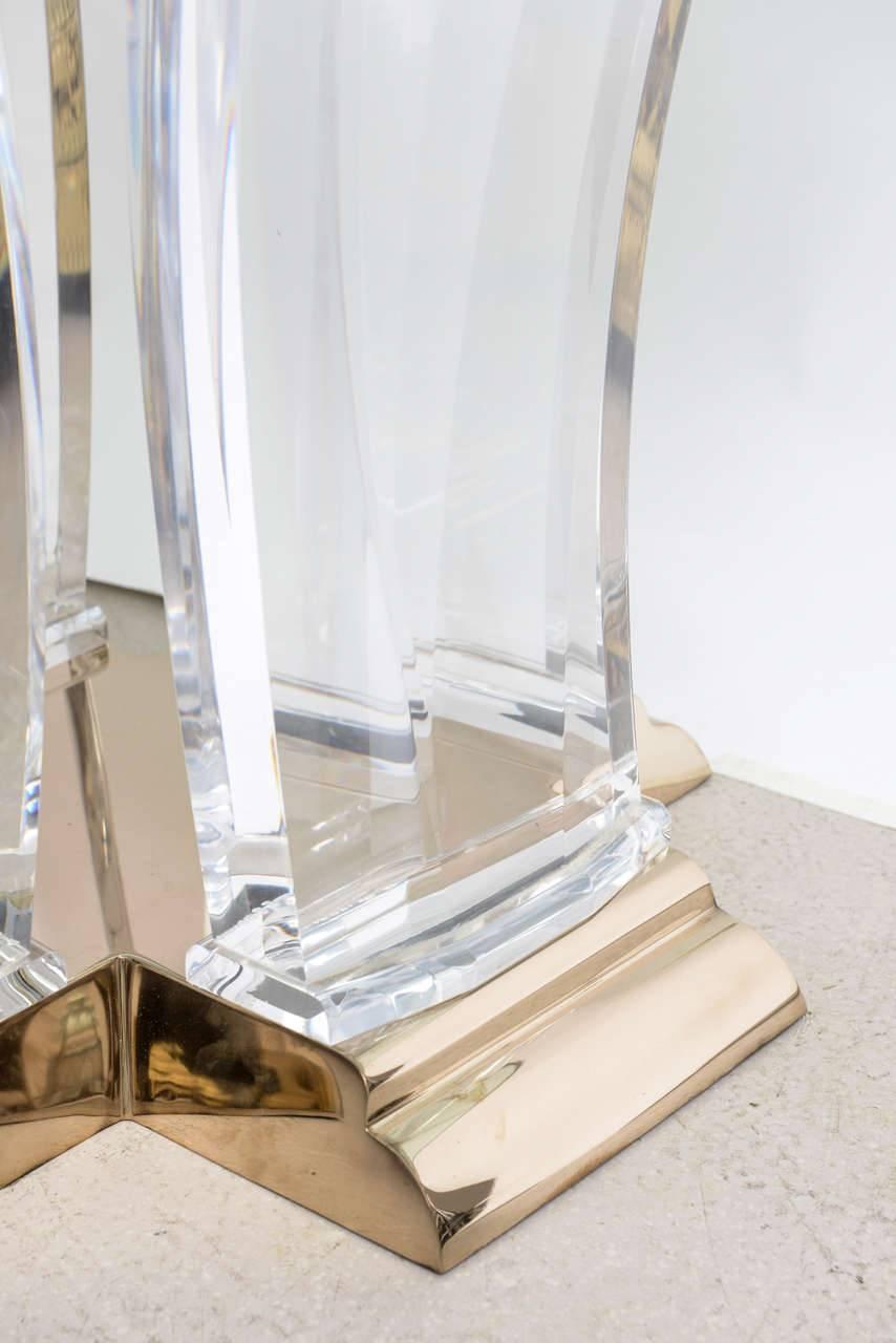 American Lucite and Brass Dining Table by Jeffrey Bigelow For Sale