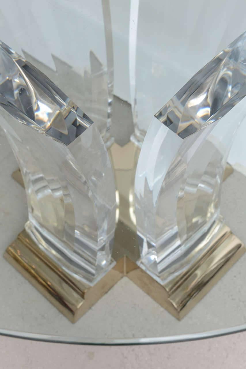 Lucite and Brass Dining Table by Jeffrey Bigelow In Excellent Condition For Sale In Dallas, TX