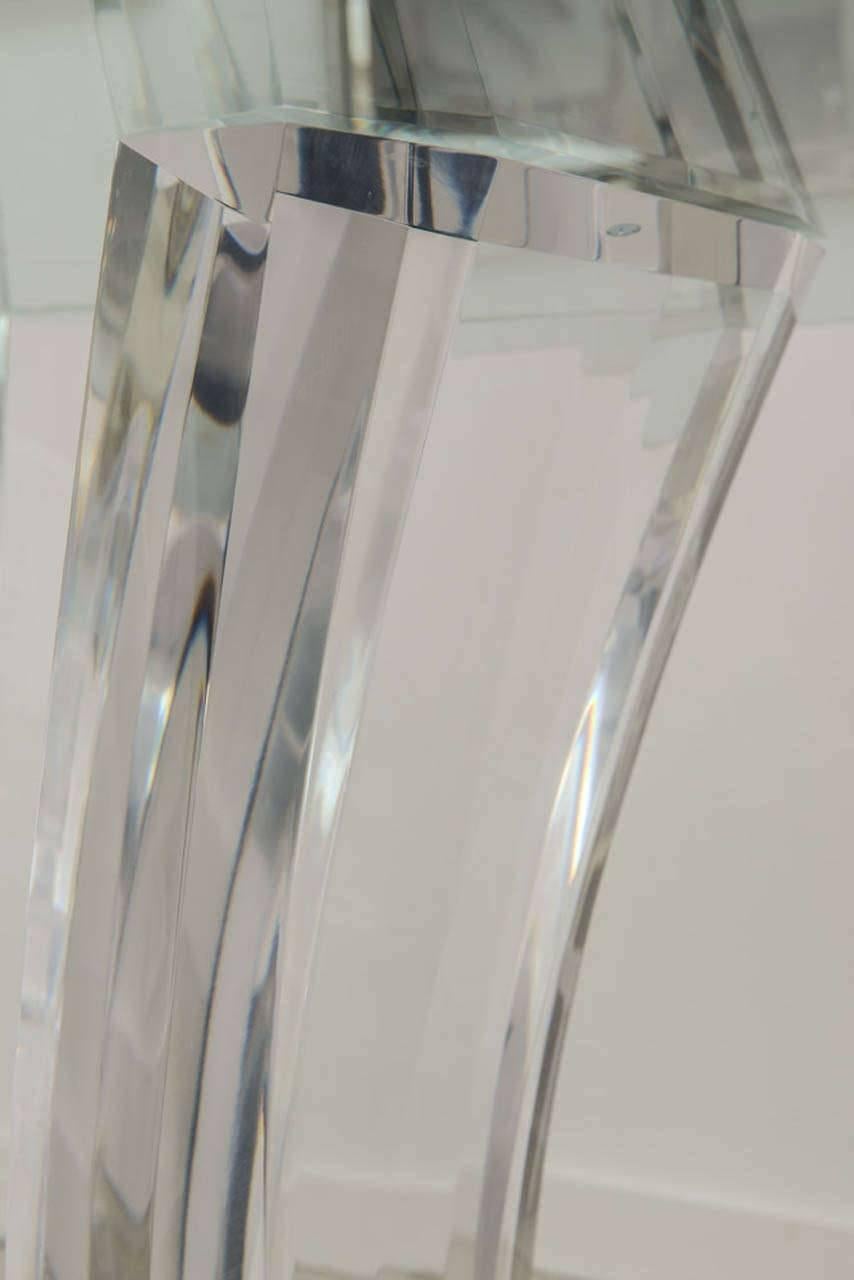 Lucite and Brass Dining Table by Jeffrey Bigelow For Sale 1