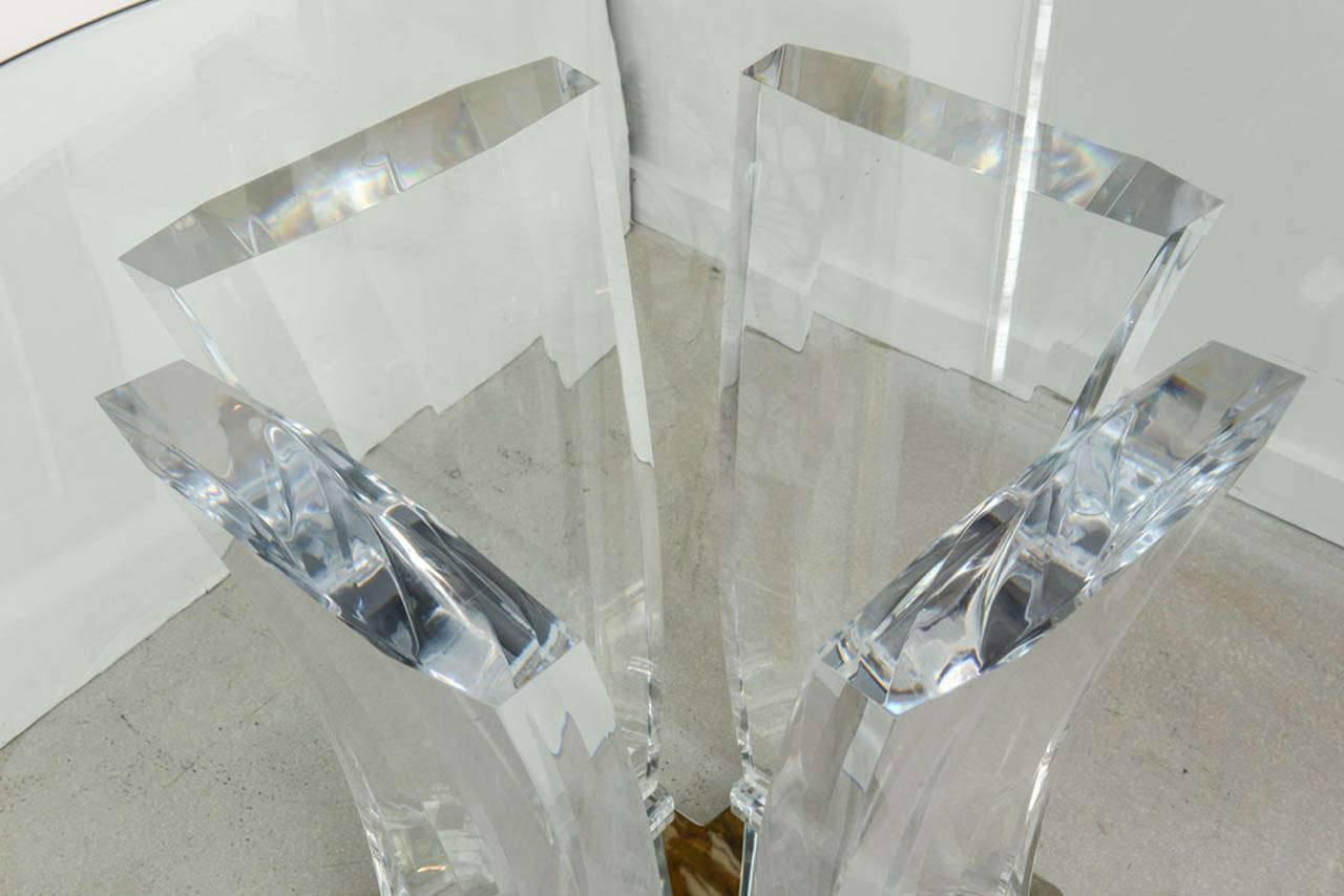 Late 20th Century Lucite and Brass Dining Table by Jeffrey Bigelow For Sale