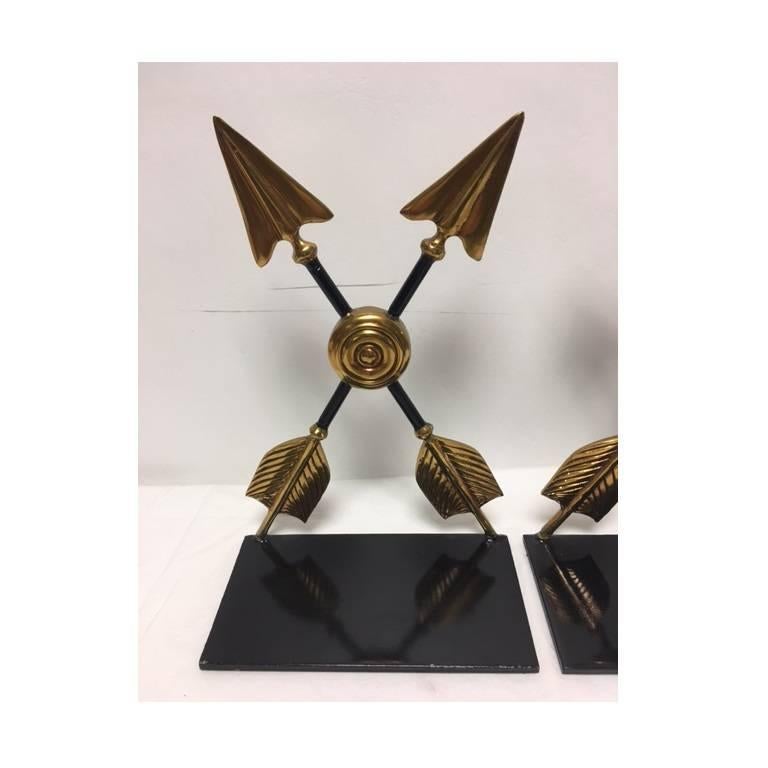 Hollywood Regency Pair of Maitland-Smith Cross Arrow Bookends For Sale