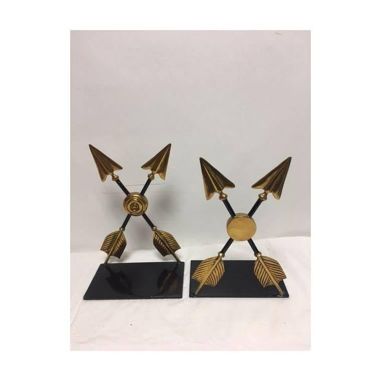 Late 20th Century Pair of Maitland-Smith Cross Arrow Bookends For Sale
