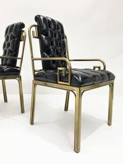 Pair Mastercraft Greek Key Design Brass Dining Chairs