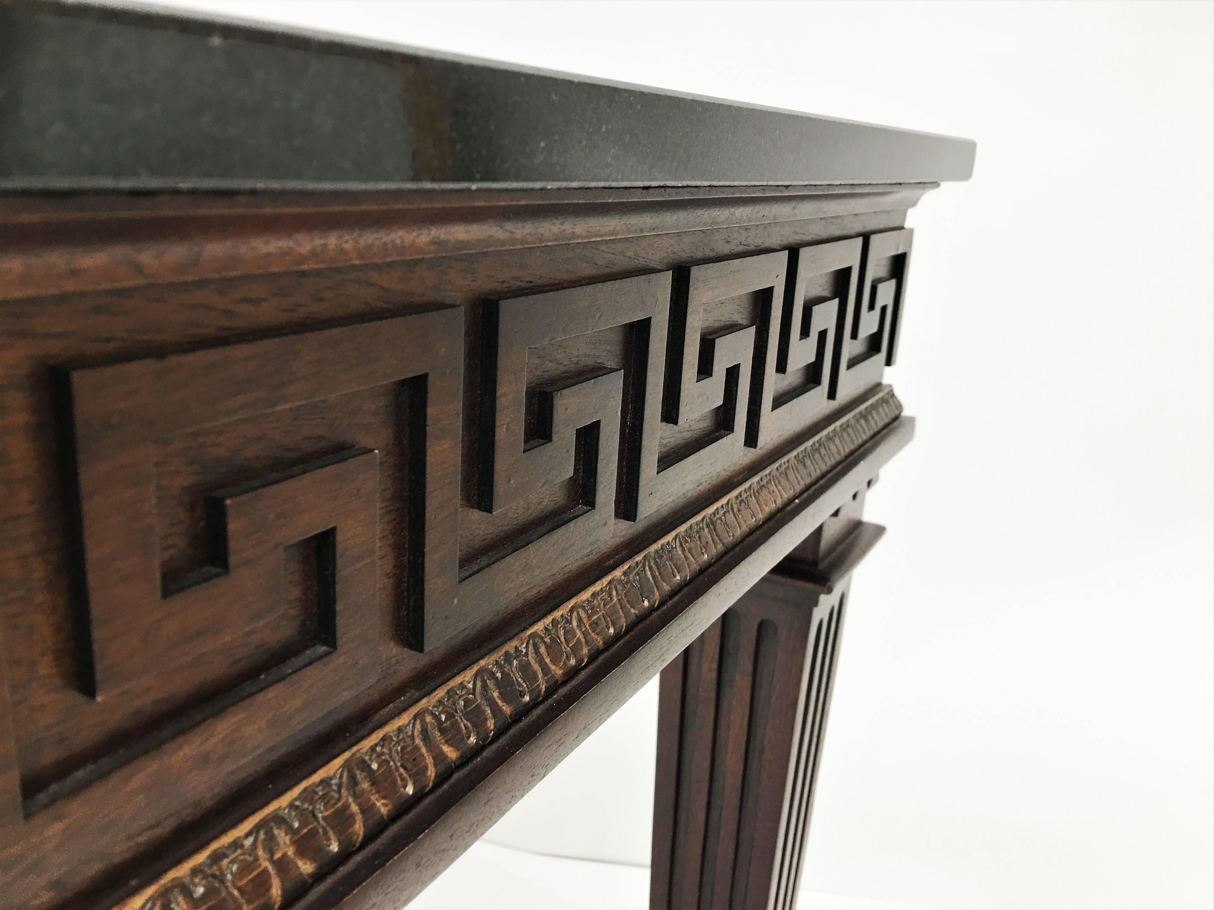 Louis XVI Neoclassical Greek Key Console Table Attributed to Maison Jansen For Sale