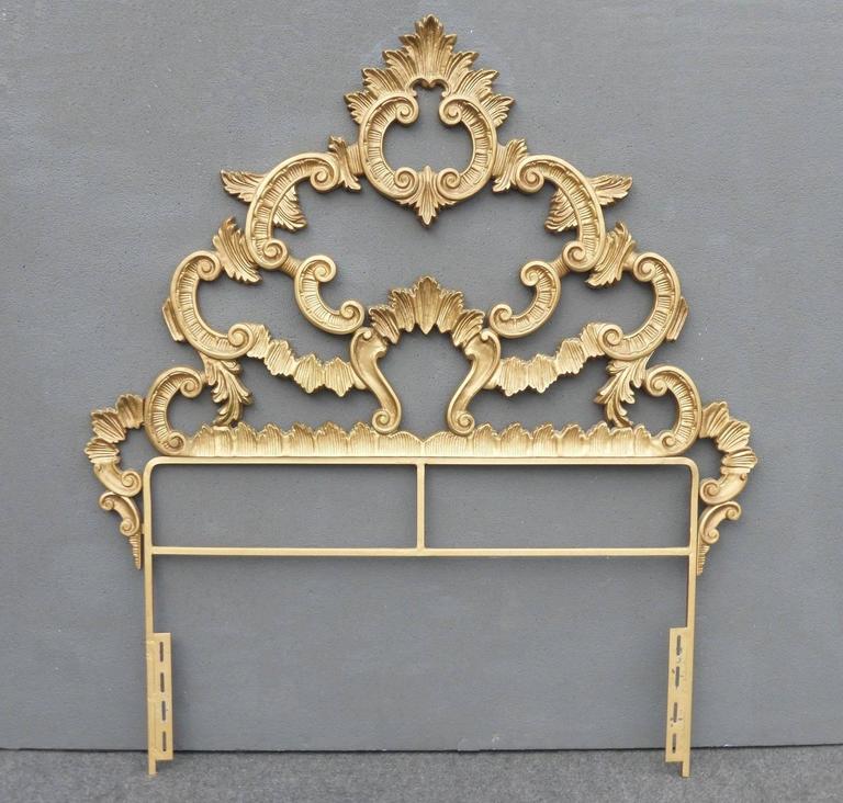 Hollywood Regency Pair of Gilded Gold Cast Iron Headboards at 1stDibs