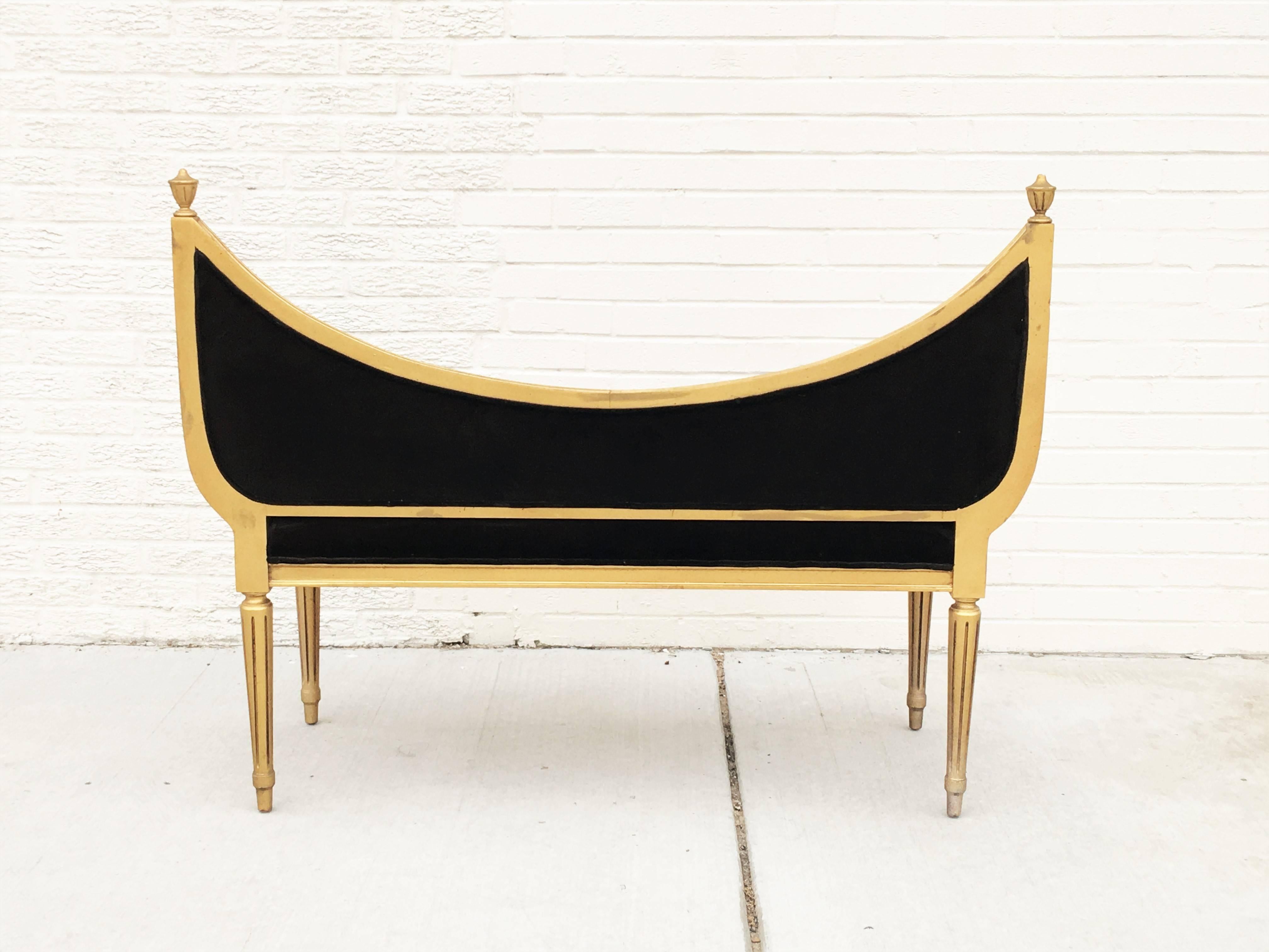 French Jansen Style Upholstered Bench 1