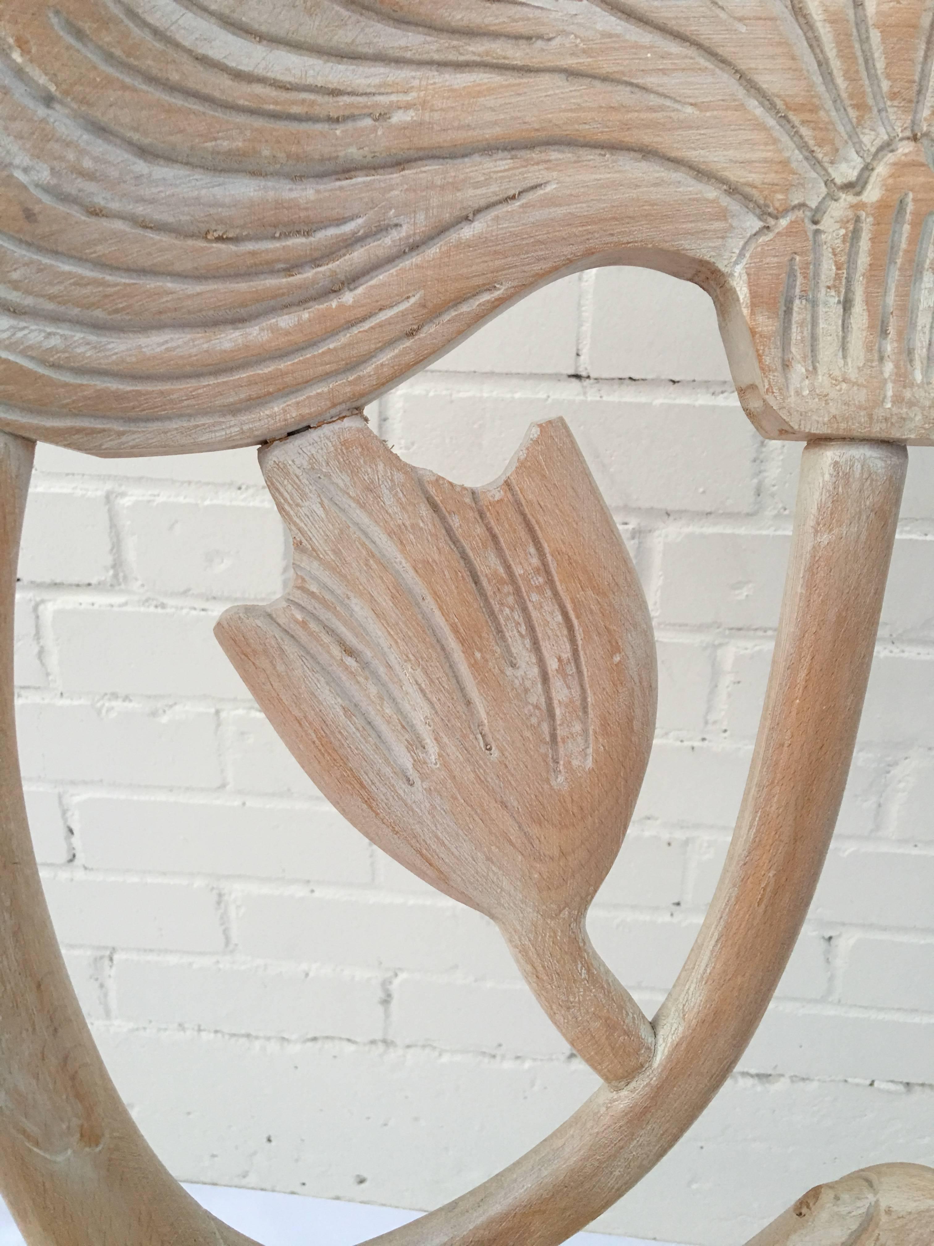 Upholstery Six Floral Carved Dining Chairs in the Manner of Phyllis Morris For Sale