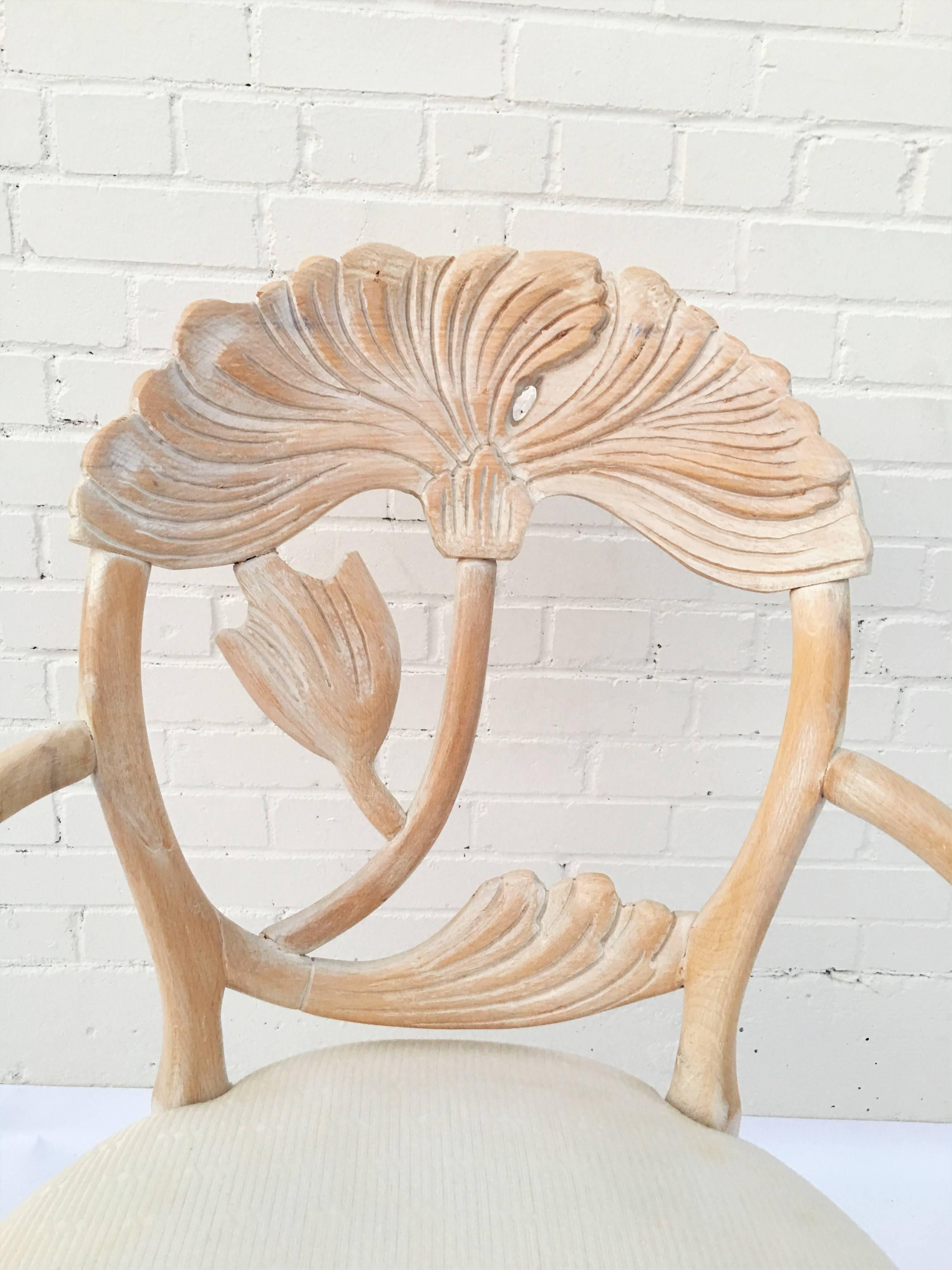 Late 20th Century Six Floral Carved Dining Chairs in the Manner of Phyllis Morris For Sale