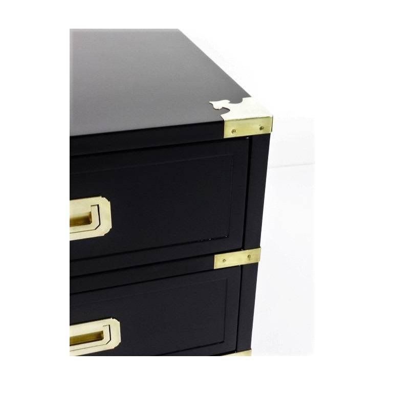 Pair of Campaign Style Ebonized Side Tables For Sale 3