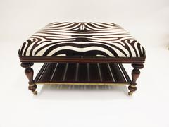 Vintage Zebra Hide Ottoman, Coffee or Cocktail Table