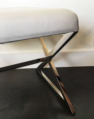 Pair of Chrome X-Base Stools in the Manner of Milo Baughman
