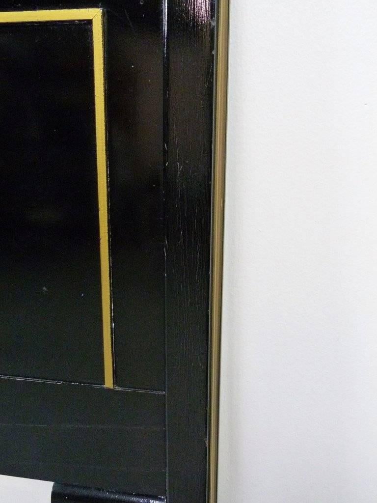 Greek Key Black & Gold Lacquered King Headboard In Good Condition For Sale In Dallas, TX