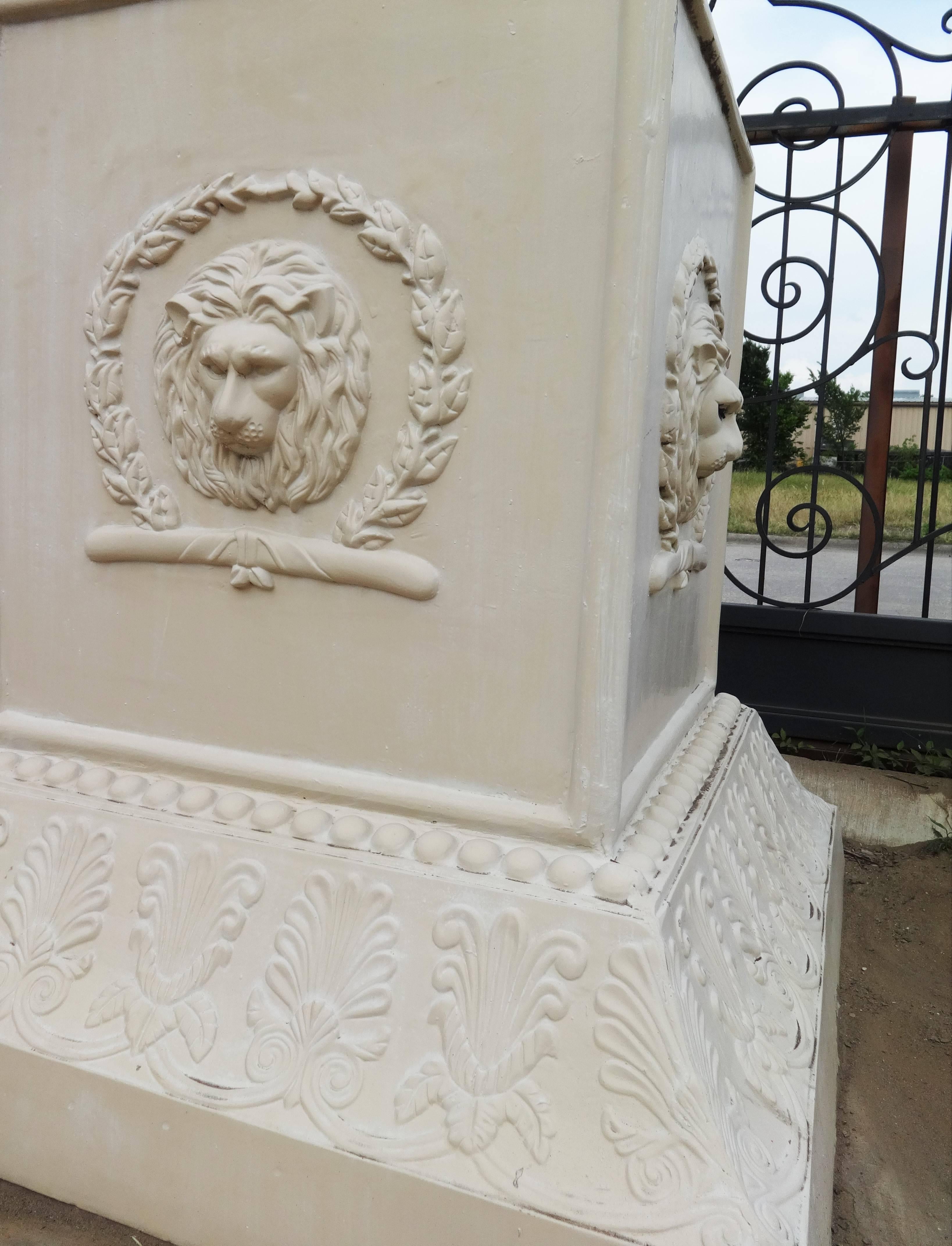 Extravagant Classic Cast Iron Urn on Plinth For Sale 1