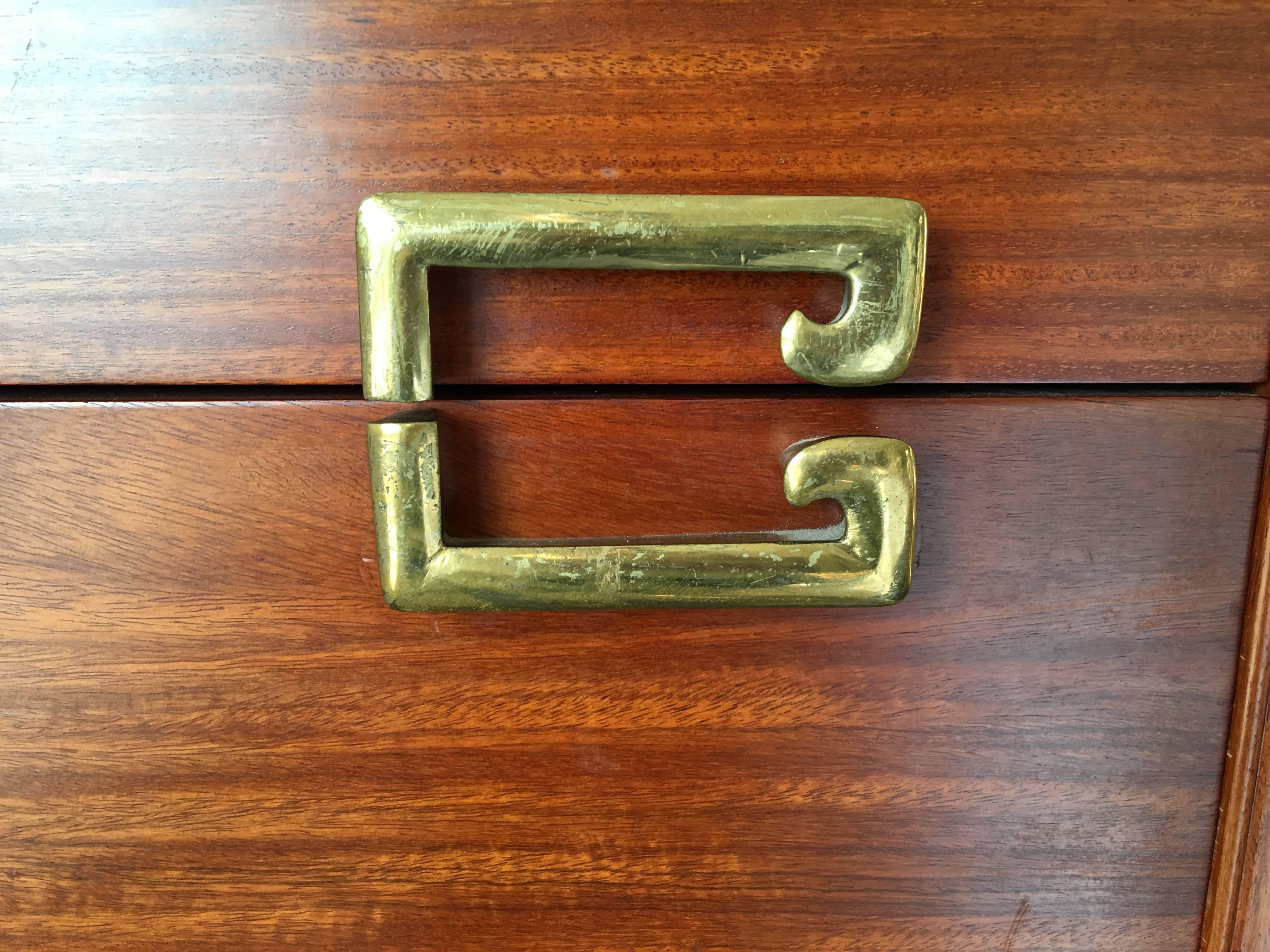 Brass Set of Four Paul Frankl Style Rosewood Gentlemen's Chests For Sale
