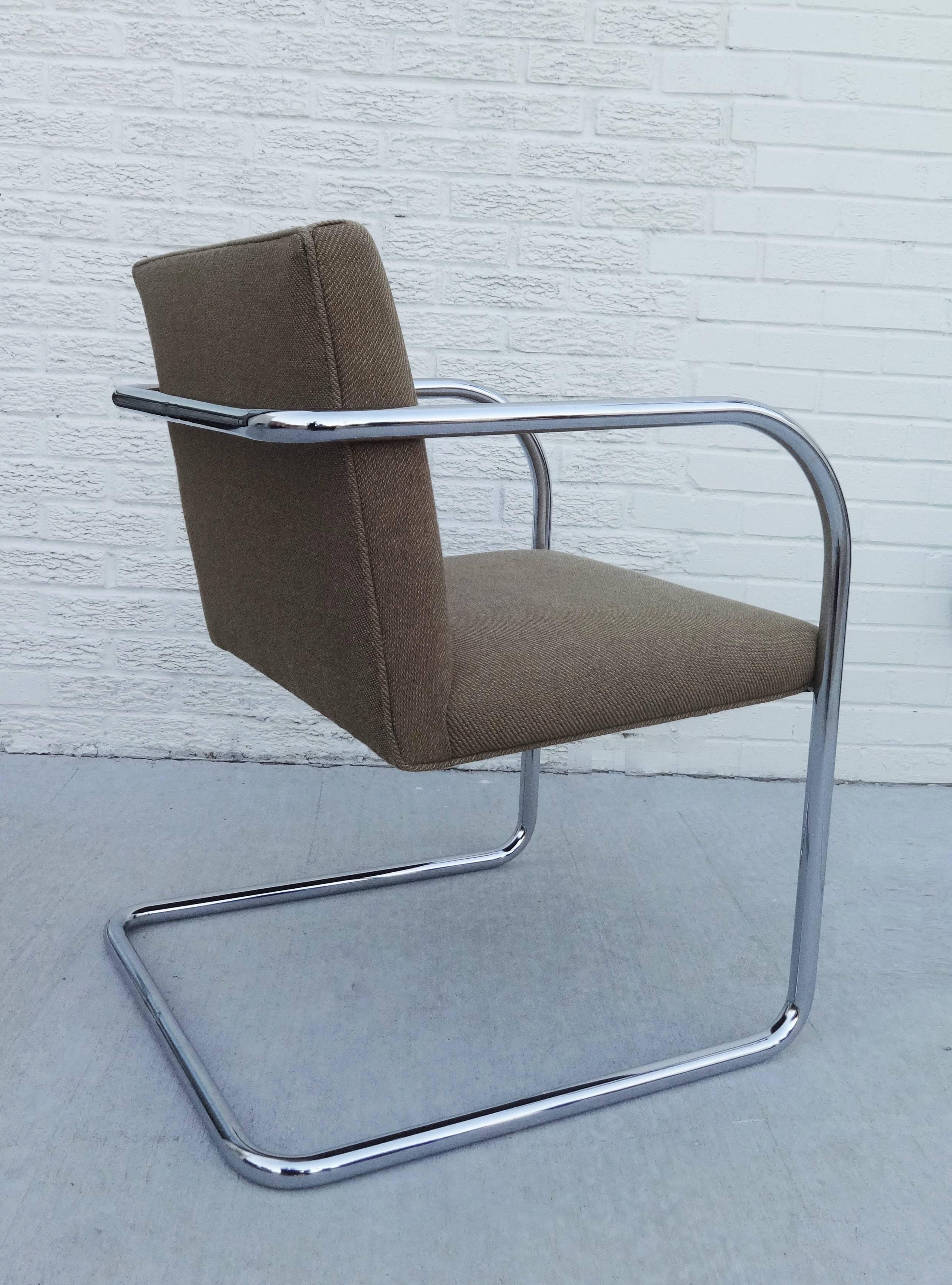 Upholstery Set of Six Mies Van Der Rohe Tubular Brno Chairs by Knoll