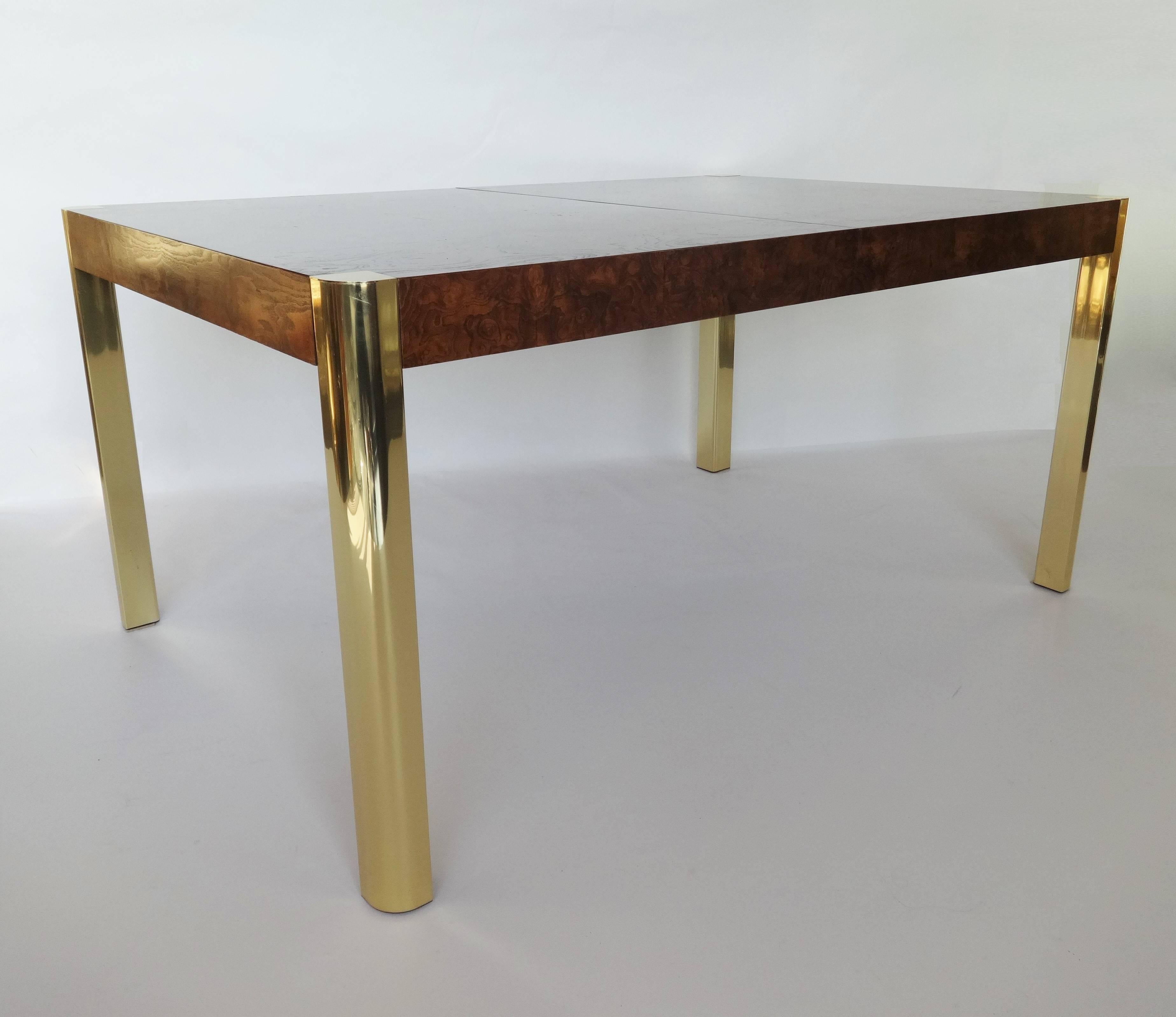 Burl Wood and Brass Dining Table by Century Furniture Company In Excellent Condition In Dallas, TX