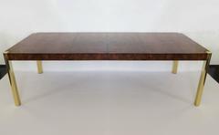 Burl Wood and Brass Dining Table by Century Furniture Company