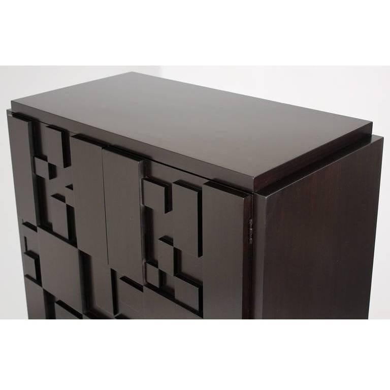 Lacquered Brutalist Tall Cabinet or Chest by Lane Furniture For Sale 2