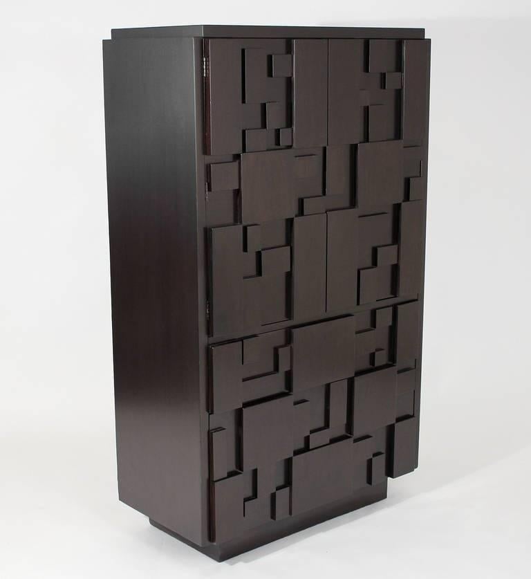 American Lacquered Brutalist Tall Cabinet or Chest by Lane Furniture For Sale