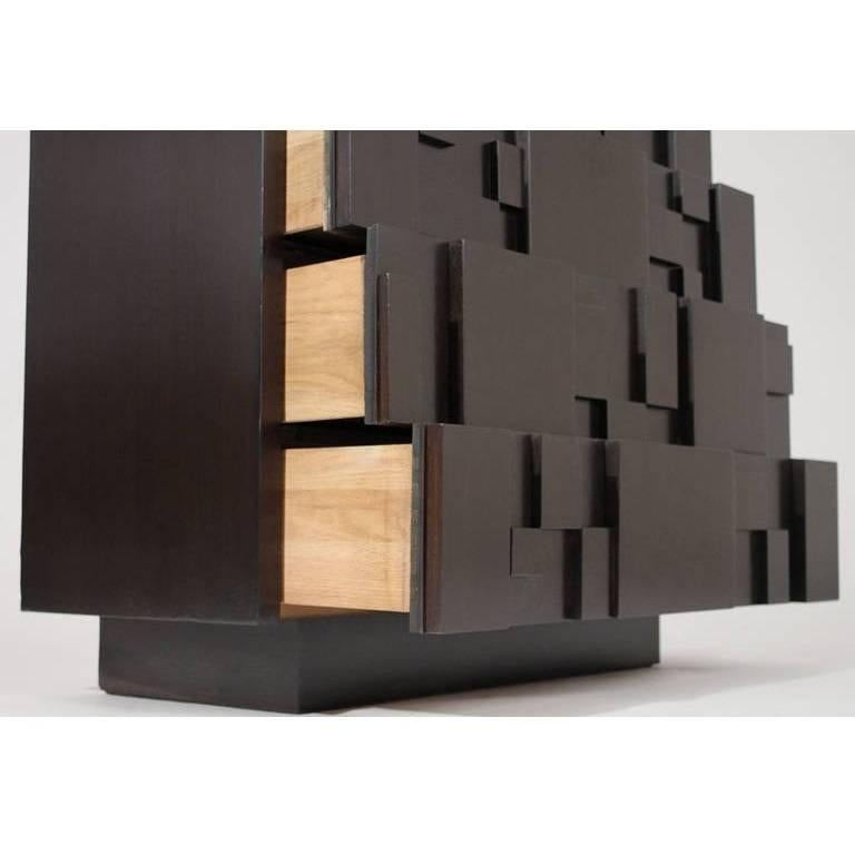 Wood Lacquered Brutalist Tall Cabinet or Chest by Lane Furniture For Sale
