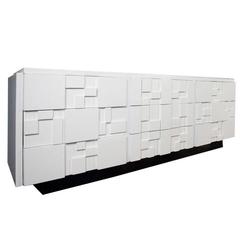 Lacquered Brutalist Credenza by Lane Furniture