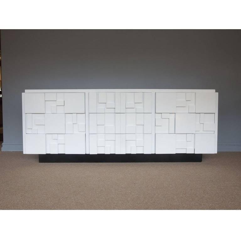 Lacquered Brutalist Credenza By Lane Furniture For At 1stdibs Lacquered Brutalist Credenza By Lane Furniture In Excellent Condition For Dallas Tx