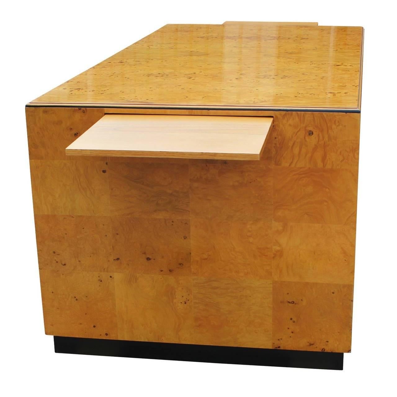 Mid-Century Modern 1970s Burl Executive Desk by Henredon For Sale