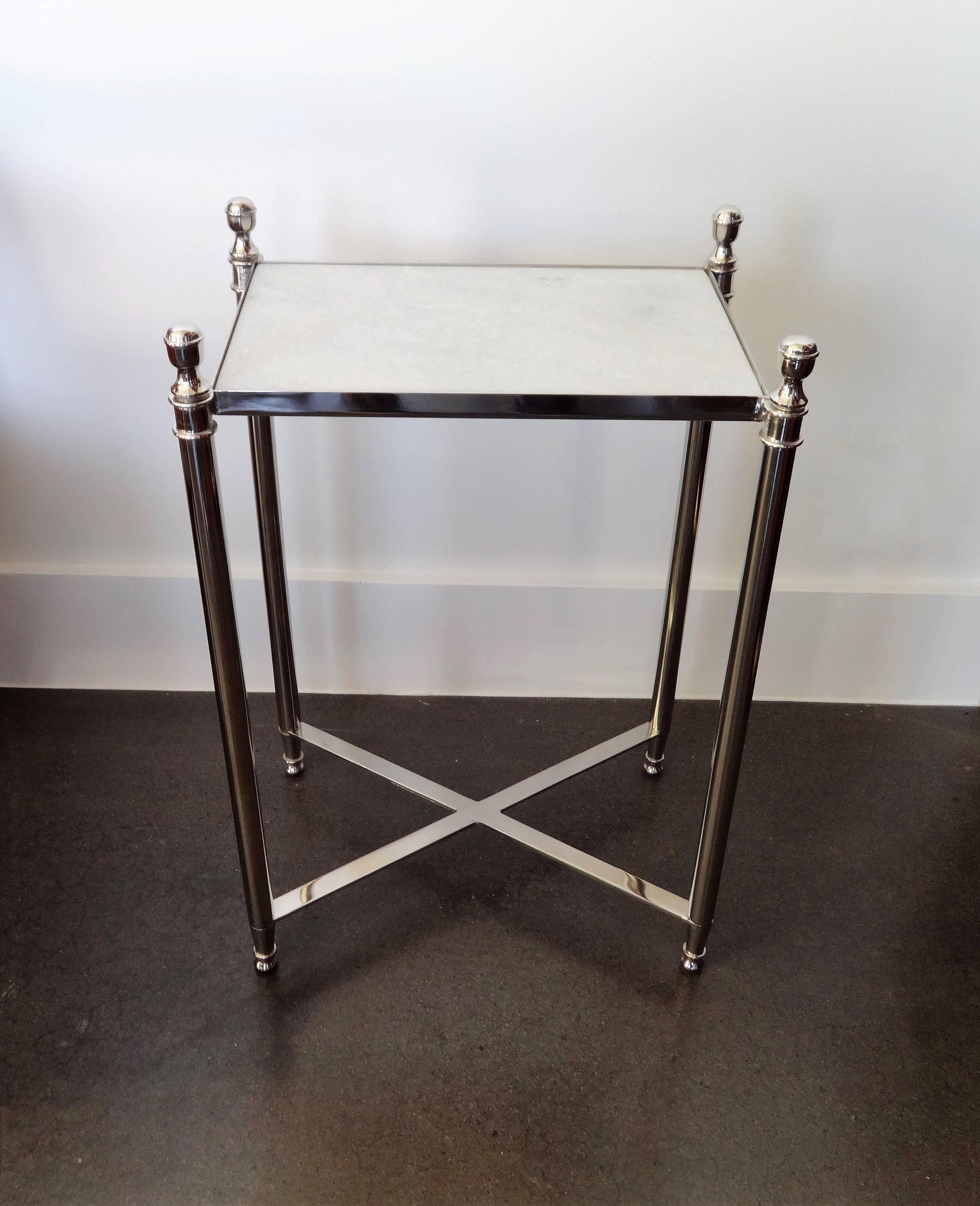 Modern Chrome and Granite Top Side Table For Sale
