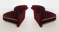 Pair of Oversized French Art Deco Chairs with Brass Base